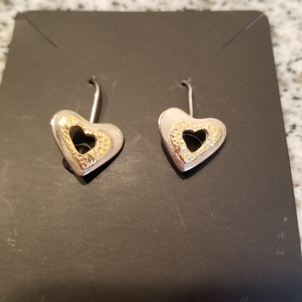 2 tone sterling silver and 9k gold Silpada heart earrings